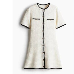 H&M Cream Mini Dress with Black Trim